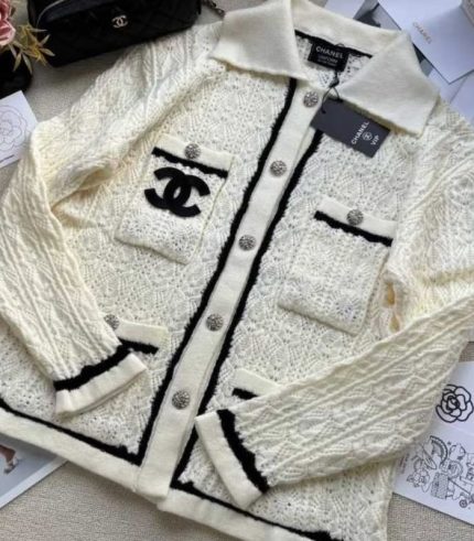 Chanel White Knitted Cardigan