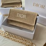Dior Raffia Straw Bag Acrylic Shoulder Strap
