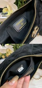 Chanel Black Quilted Velvet Crystal Chain Hobo Bag - Image 2