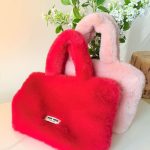 Pink/Red Faux tote bag 180 AED ((Pouch 150 AED))